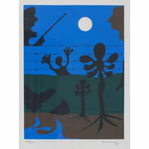 Moonlit Scene – Style of Joan Miró – Lithograph abstract art Antique Art