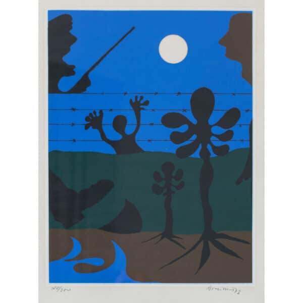 Moonlit Scene - Style of Joan Miró - Lithograph