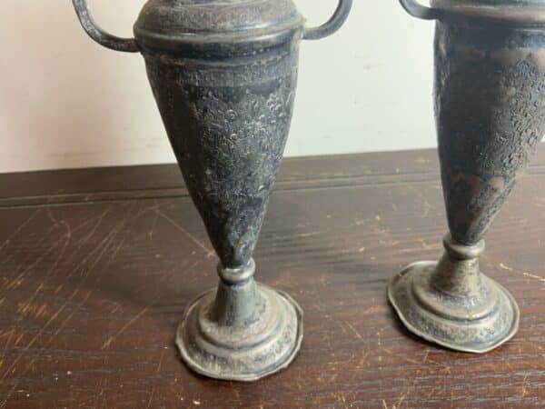 Persian Silver Pair of ornate Vases Antique Silver 4
