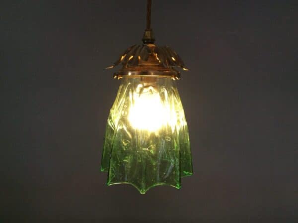 Arts and Crafts Green Glass Pendant Light Arts and Crafts Antique Lighting 3