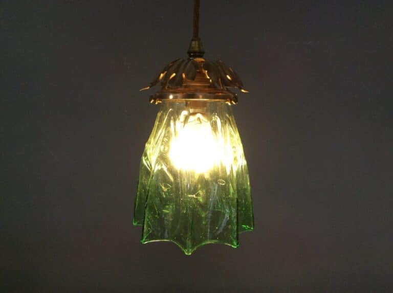 Arts and Crafts Green Glass Pendant Light