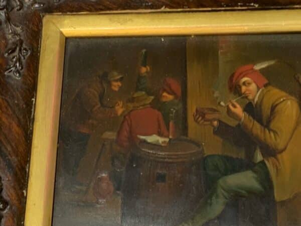 Painting Dutch Masterpiece oil on copper in quality frame Antique Art 4