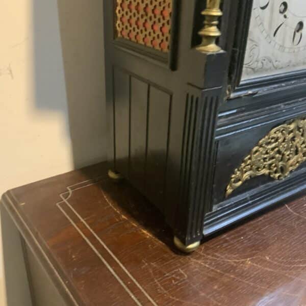 Bracket clock on eight bells ebonized case. - Image 4