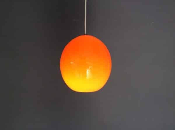 Mid Century Orange Glass Pendant Light