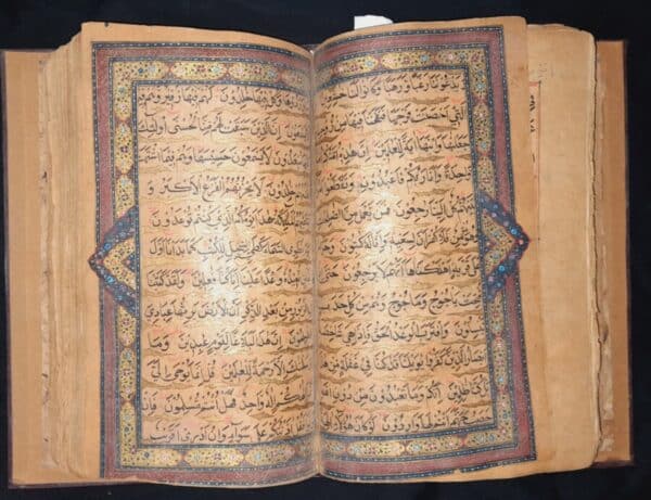 Rare Antique mughal HANDWRITTEN Quran manuscript with lacqured binding 18th C Book Antique Art 9