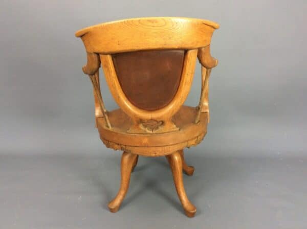 Late Victorian Oak Swivel Desk Chair Oak Desk Chair Antique Chairs 7