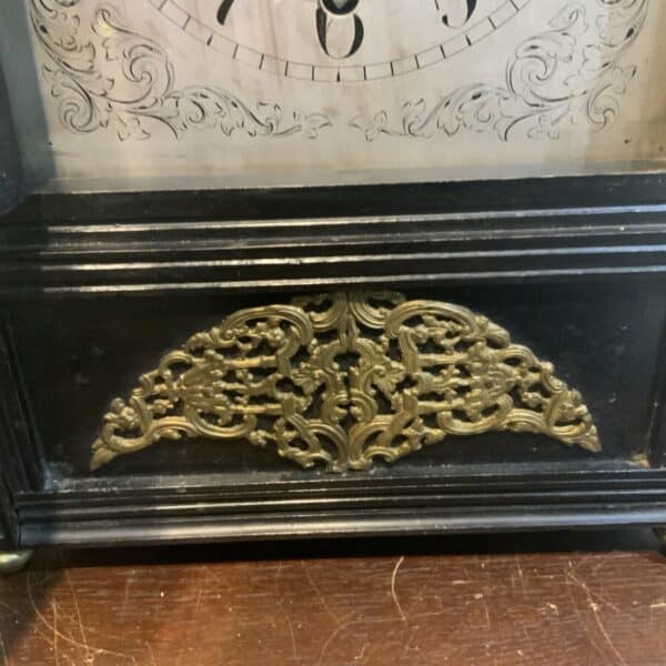 Bracket clock on eight bells ebonized case. Antique Clocks 9