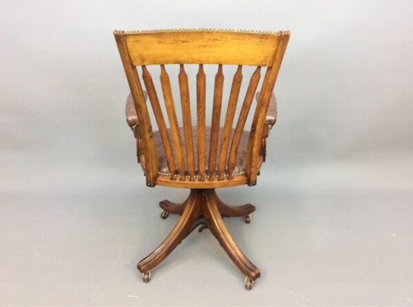 Late Victorian Oak Swivel & Tilt Desk Chair Oak Desk Chair Antique Chairs 6