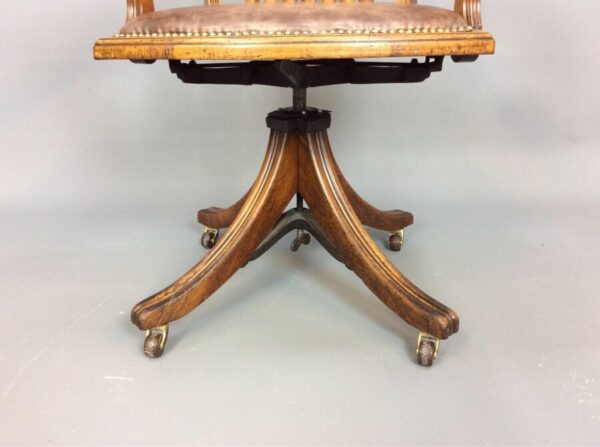 Late Victorian Oak Swivel & Tilt Desk Chair Oak Desk Chair Antique Chairs 8