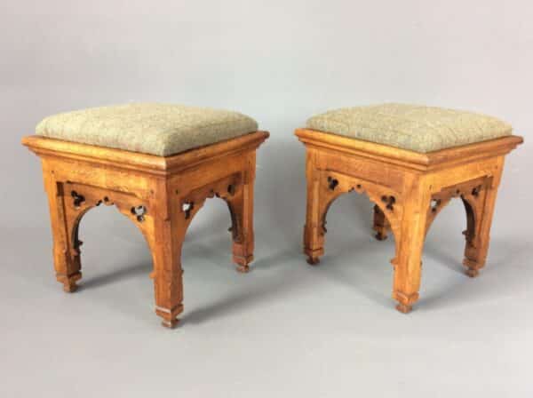 Pair of Gothic Revival Stools gothic revival Antique Furniture 3