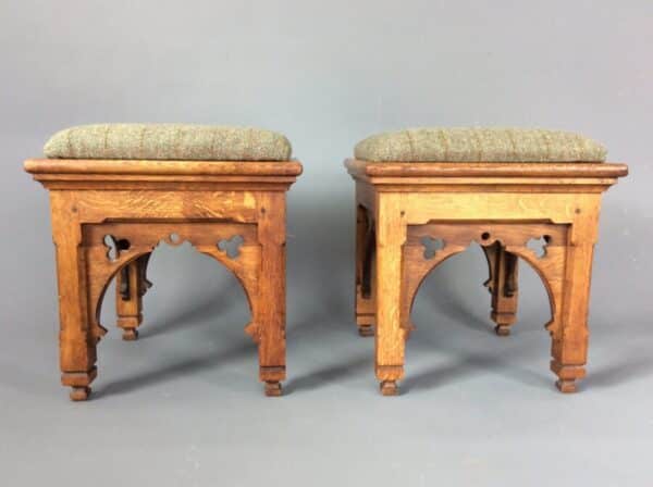 Pair of Gothic Revival Stools gothic revival Antique Furniture 9