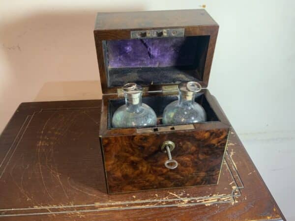 Gentleman’s Burr Walnut veneer Drinks Box. Antique Boxes 8