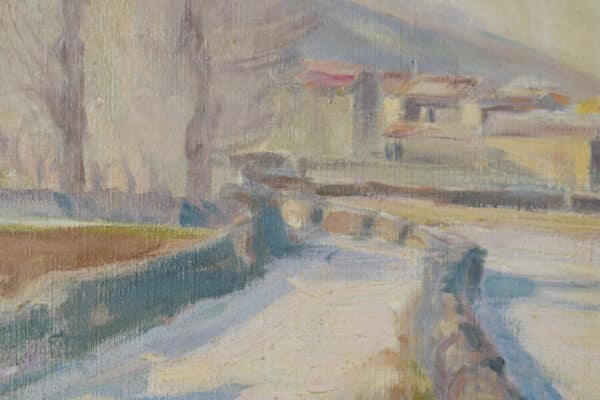 Impressionist Snowscape With Mountain Village - Image 4