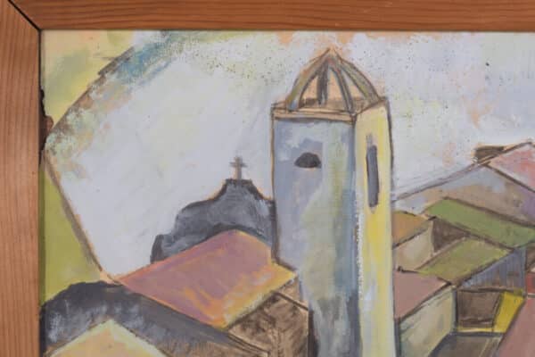 Cubist Watercolour of a Spanish Village abstract art Antique Art 5