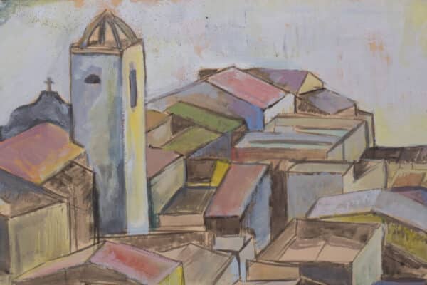 Cubist Watercolour of a Spanish Village abstract art Antique Art 8