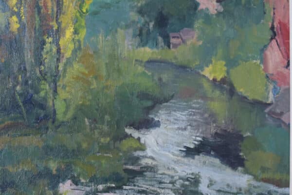 Autumn Landscape with a Riverside Village - Image 7