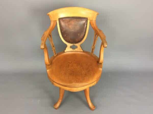 Late Victorian Oak Swivel Desk Chair Oak Desk Chair Antique Chairs 3