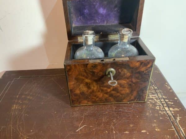 Gentleman’s Burr Walnut veneer Drinks Box. Antique Boxes 12
