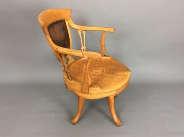 Late Victorian Oak Swivel Desk Chair Oak Desk Chair Antique Chairs 6