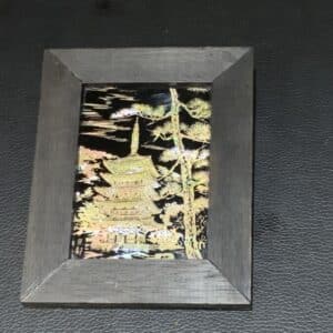 Japanese miniature Carved mother of Pearl Pagoda framed work Miscellaneous