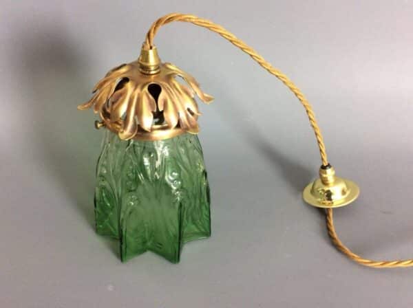 Arts and Crafts Green Glass Pendant Light Arts and Crafts Antique Lighting 4