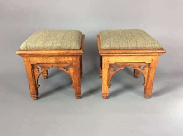 Pair of Gothic Revival Stools gothic revival Antique Furniture 4