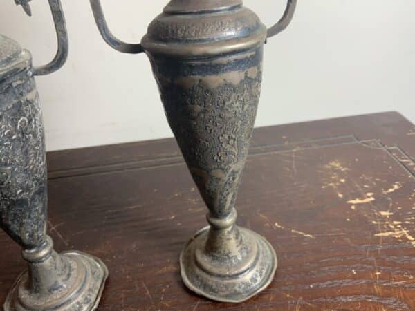 Persian Silver Pair of ornate Vases Antique Silver 5