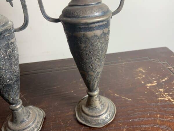 Persian Silver Pair of ornate Vases - Image 3