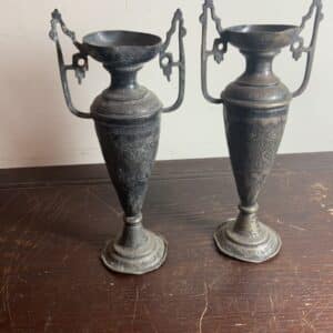Persian Silver Pair of ornate Vases Antique Silver