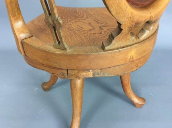 Late Victorian Oak Swivel Desk Chair Oak Desk Chair Antique Chairs 8