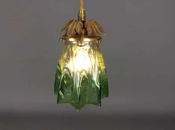 Arts and Crafts Green Glass Pendant Light - Image 3