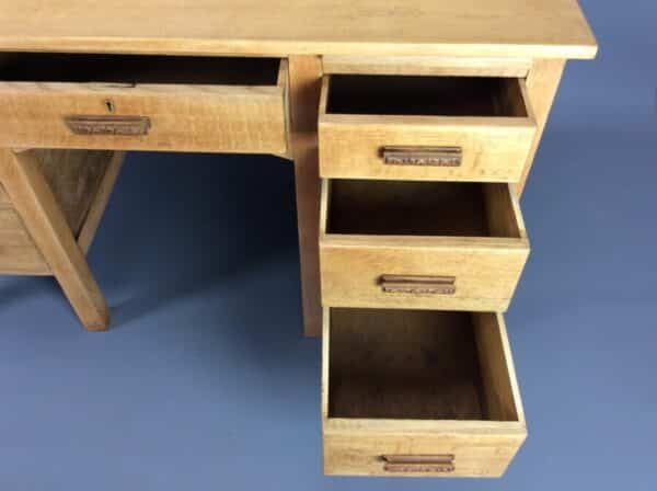 Twin Pedestal Solid Oak Writing Desk c1930's - Image 2