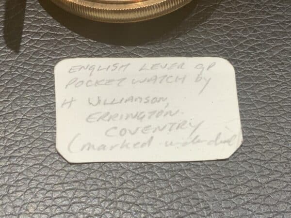 Pocket watch Coventry maker H Williamson gold filled case - Image 3