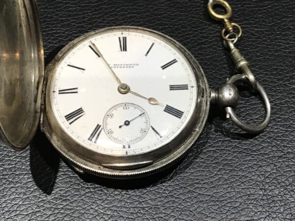 Pocket watch Coventry Maker Solid silver Chester hallmark Full Hunter case Antique Silver 3