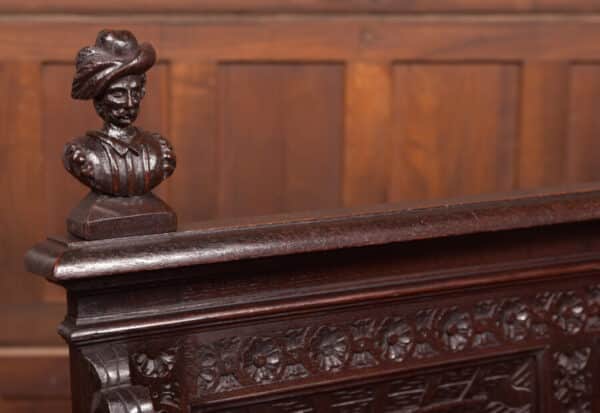 Oak Carved Monks Bench SAI2593 - Image 2