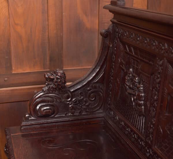 Oak Carved Monks Bench SAI2593 - Image 10