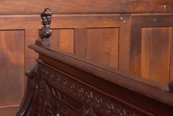 Oak Carved Monks Bench SAI2593 - Image 9
