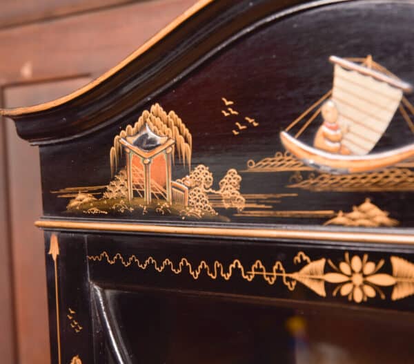 Edwardian Black Lacquer Chinoiserie Cabinet SAI2595 - Image 5