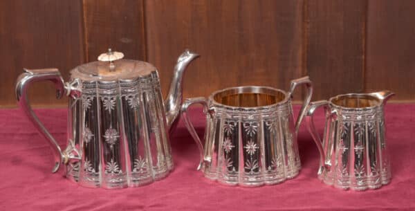 Three piece Silver-plate Tea Set SAI2606 Antique Metals 3