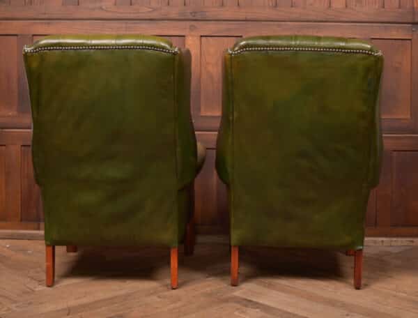 Pair Of Green Leather Chesterfield Button Back Chairs SAI2633 Antique Chairs 10