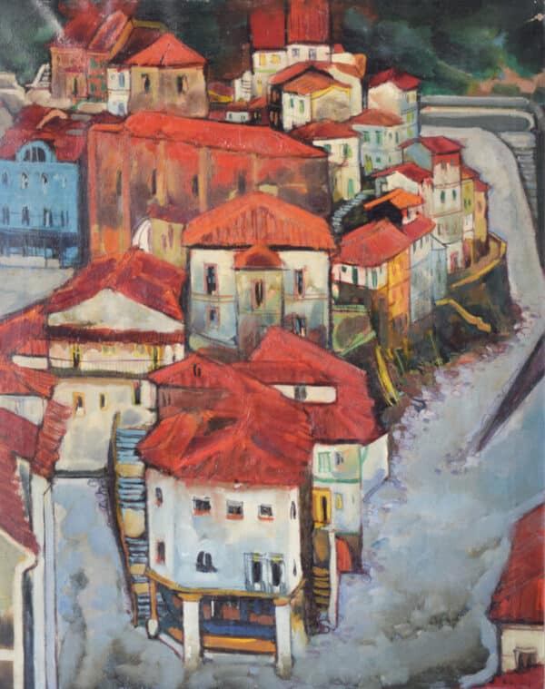 Jesús Casaus - Post-Impressionist Painting of Red Roofs in Cudillero, Spain - Image 4