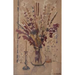 Rafael Duran – Flowers In A Vase Abstract Oil Painting Antique Art