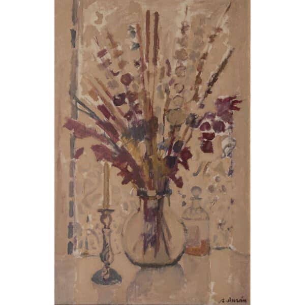 Rafael Duran – Flowers In A Vase Abstract Oil Painting Antique Art 3