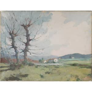 Landscape with Trees and Mountains fine art Antique Art