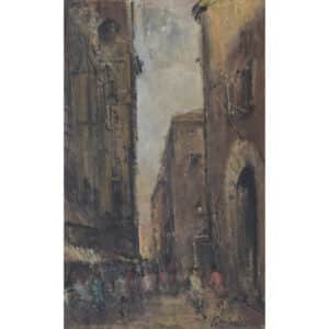 Joan Antoni Valls Trullas – Impressionist City Scene, Barcelona abstract landscape Antique Art