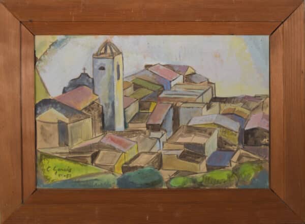 Cubist Watercolour of a Spanish Village abstract art Antique Art 10