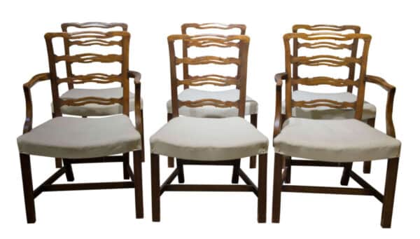 A Good set of 6 George III style mahogany ladderback chairs Antique Chairs 3