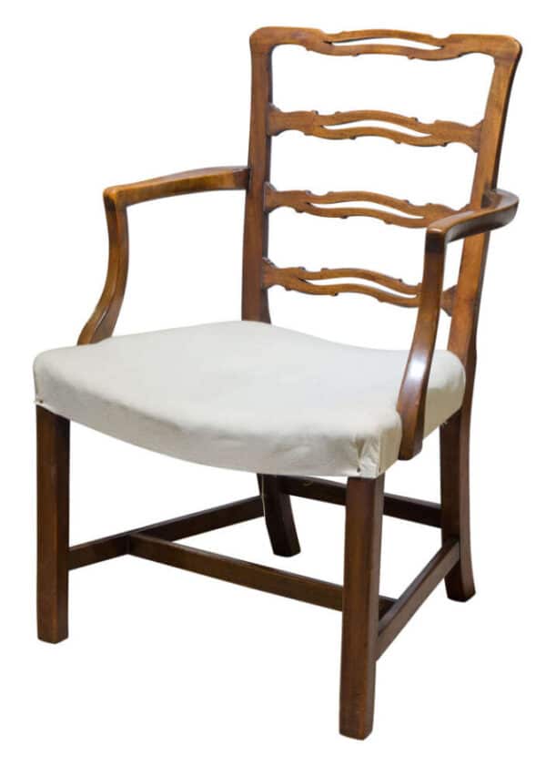 A Good set of 6 George III style mahogany ladderback chairs - Image 8
