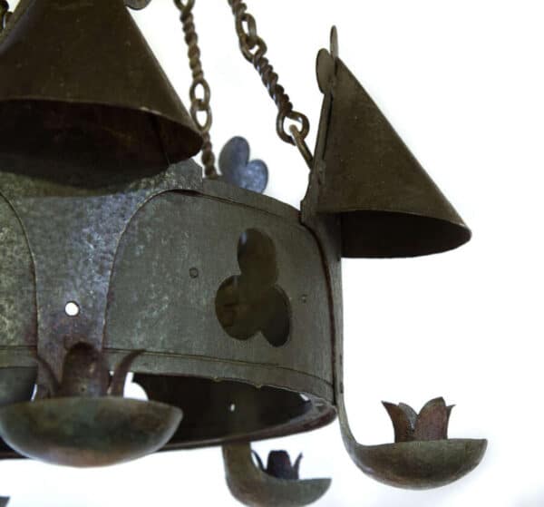 Circular iron gothic chandelier - Image 4