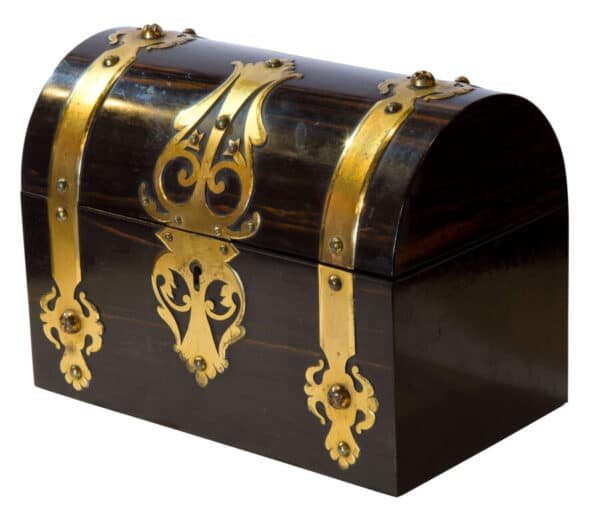 Coromandel wood domed top tea caddy c1850